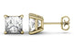 Limited Time Sale 2 Carat Princess Cut Moissanite Solitaire Stud Earrings in Yellow Gold