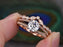 2 Carat Round Cut Moissanite and Crown Diamond Wedding Set in Rose Gold
