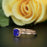 Unique 1.50 Carat Cushion Cut Sapphire and Diamond Wedding Ring Set in Rose Gold