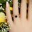 2 Carat Round Cut Black Diamond and Diamond Bridal Ring Set in Rose Gold Splendid Ring