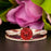 1.5 Carat Round Cut Ruby and Diamond Bridal Ring Set in 9k Rose Gold Splendid Ring
