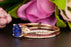 1.50 Carat Round Cut Sapphire and Diamond Bridal Ring Set in Rose Gold Splendid Ring
