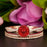 2 Carat Round Cut Ruby and Diamond Trio Bridal Ring Set in 9k Rose Gold Splendid Ring