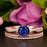 2 Carat Round Cut Sapphire and Diamond Trio Bridal Ring Set in Rose Gold Splendid Ring