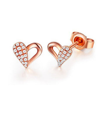 .20 Carat Round Cut Diamond Heart Shape Stud Earrings in Rose Gold