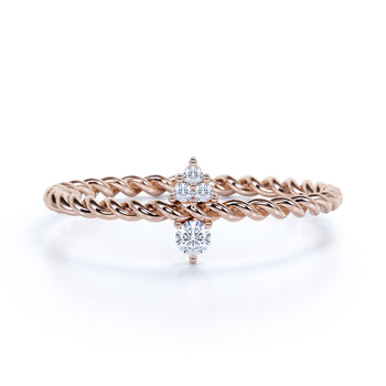 4 Stone Twist Style Diamond Stacking Ring in Rose Gold