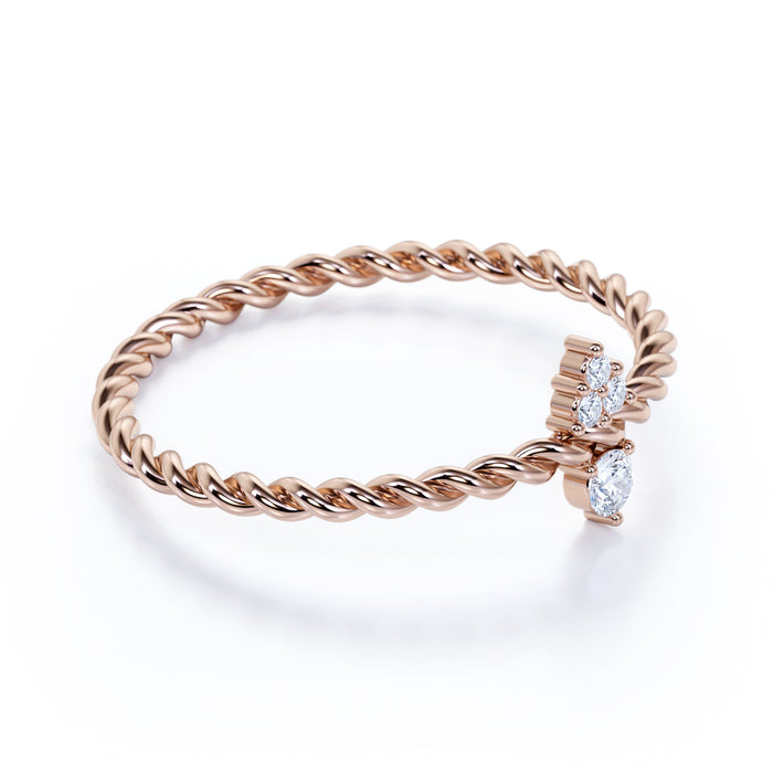 4 Stone Twist Style Diamond Stacking Ring in Rose Gold