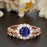 1.50 Carat Round Cut Halo Sapphire and Diamond Wedding Ring Set in Rose Gold Art Deco Ring