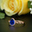 1.25 Carat Pear Cut Halo Sapphire and Diamond Engagement Ring in Rose Gold Vintage Ring