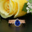 2 Carat Pear Cut Halo Sapphire and Diamond Trio Wedding Ring Set in Rose Gold
