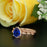 2 Carat Pear Cut Halo Sapphire and Diamond Trio Wedding Ring Set in Rose Gold