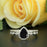 1.5 Carat Pear Cut Halo Black Diamond and Diamond Ring with Classic Wedding Band in 9k White Gold