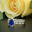 2 Carat Pear Cut Halo Sapphire and Diamond Trio Wedding Ring Set in White Gold