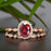 Timeless 1.5 Carat Oval Cut Ruby and Diamond Bridal Ring Set in 9k Rose Gold