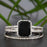 1.5 Carat Emerald Cut Black Diamond and Diamond Wedding Ring Set in 9k White Gold