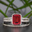 1.5 Carat Emerald Cut Ruby and Diamond Wedding Ring Set in 9k White Gold