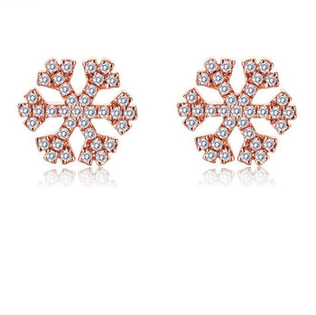 .20 Carat Round Cut Diamond Snowflake Stud Earrings in Rose Gold