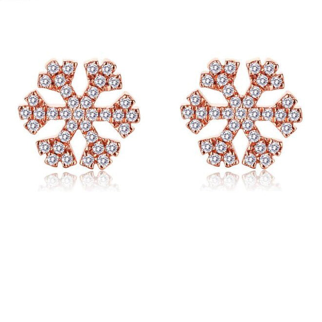 .20 Carat Round Cut Diamond Snowflake Stud Earrings in Rose Gold