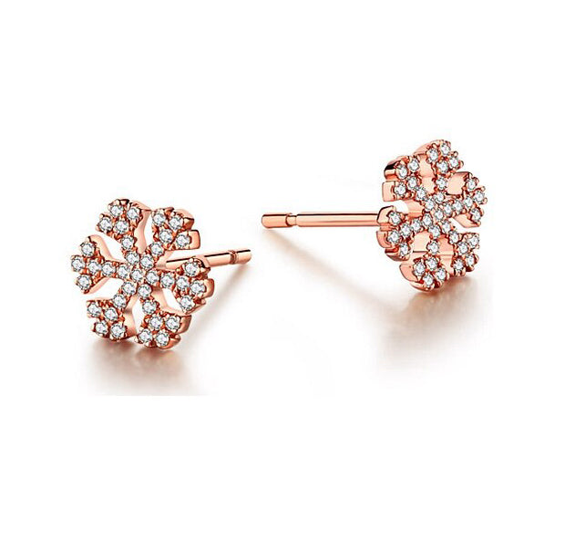 .20 Carat Round Cut Diamond Snowflake Stud Earrings in Rose Gold