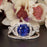 Big 1.50 Carat Round Cut Sapphire and Diamond Wedding Ring Set in White Gold