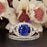 Big 2 Carat Round Cut Sapphire and Diamond Trio Wedding Ring Set in White Gold