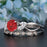 Beautiful 1.5 Carat Round Cut  Ruby and Diamond Wedding Ring Set in 9k White Gold