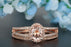 1.5 Carat Oval Cut Peach Morganite and Diamond with Matching Band in 9k Rose Gold Elegant Ring