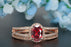 Elegant 1.5 Carat Oval Cut Ruby and Diamond Engagement Ring with Matching Wedding Band in 9k Rose Gold