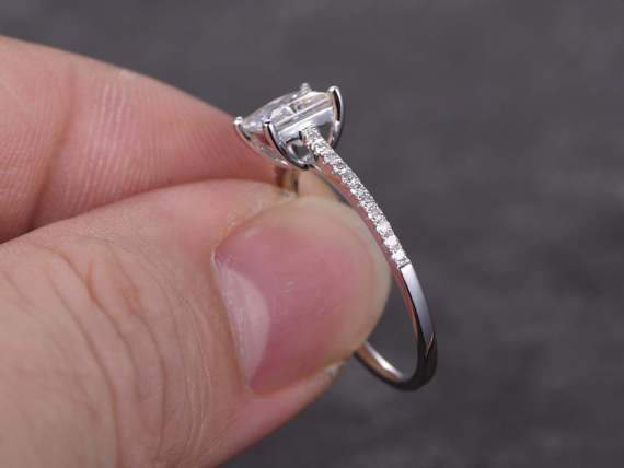 1.25 Carat Princess Cut Moissanite and Diamond Wedding Ring in White Gold