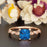 Celebrity 1.25 Carat Princess Cut Sapphire and Diamond Engagement Ring in Rose Gold