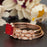 Celebrity 2 Carat Princess Cut Ruby and Diamond Trio Wedding Ring Set in 9k Rose Gold