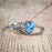 Beautiful 1.5 Carat Round Cut Aquamarine and Black Diamond Wedding Ring Set in White Gold