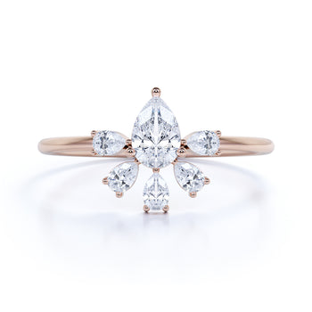 Stunning Pear Cut Diamonds Stacking Ring in Rose Gold