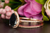Classic 1.50 Carat Pear Cut Black Diamond and Diamond Bridal Ring Set in Rose Gold