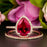 Classic 1.5 Carat Pear Cut Ruby and Diamond Bridal Ring Set in 9k Rose Gold