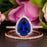 Classic 1.50 Carat Pear Cut Sapphire and Diamond Bridal Ring Set in Rose Gold