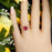 2 Carat Cushion Cut Halo Ruby and Diamond Wedding Ring Set in 9k Rose Gold Designer Ring