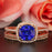 2 Carat Cushion Cut Halo Sapphire and Diamond Trio Wedding Ring Set in Rose Gold Designer Ring