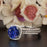 2 Carat Cushion Cut Halo Sapphire and Diamond Trio Wedding Ring Set in White Gold Designer Ring