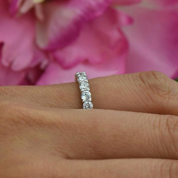 2 Carat Classic Eternity Wedding Band in White Gold over Sterling Silver