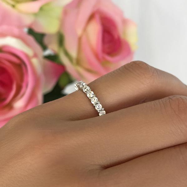 1 Carat Twelve Stones  Wedding Band in White Gold over Sterling Silver