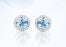 2.50 Carat Round Cut Aquamarine and Diamond Halo Stud Earrings in White Gold