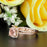 Beautiful 2 Carat Cushion Cut Peach Morganite and Diamond Bridal Ring Set in Rose Gold