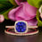 1.50 Carat Cushion Cut Halo Sapphire and Diamond Bridal Ring Set in Rose Gold for Women