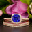2 Carat Cushion Cut Halo Sapphire and Diamond Trio Wedding Ring Set in Rose Gold for Women