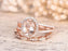 2 Carat Split Shank Oval Cut Morganite and Diamond Bridal Ring Set in Rose Gold