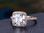 2 Carat Cushion Cut Moissanite and Diamond Halo Engagement Ring in Rose Gold