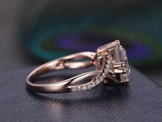 1.25 Carat Infinity Round Cut Moissanite and Diamond Wedding Ring in Rose Gold