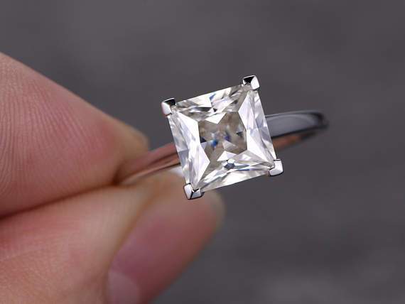 1 Carat Solitaire Moissanite Engagement Ring in White Gold