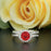 1.5 Carat Round Cut Halo Ruby and Diamond Bridal Ring Set in 9k White Gold for Women